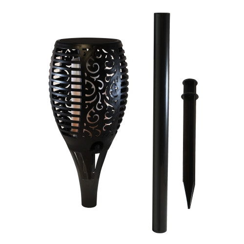 30" Vibrant Elegant Flame Effect Black Solar Powered Torch with LED Light