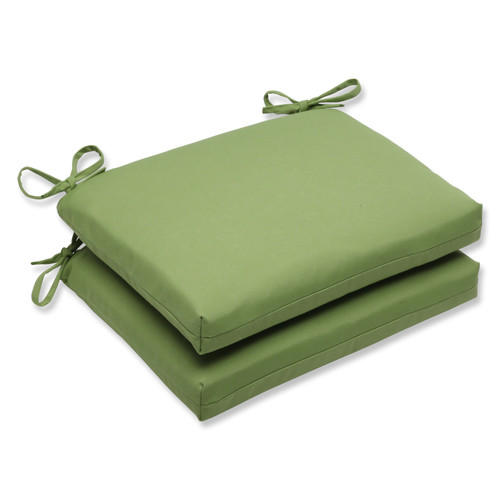 Set of 2 Sunbrella Asparagus Green Outdoor Patio Chair Seat Cushions with Ties 18.5"