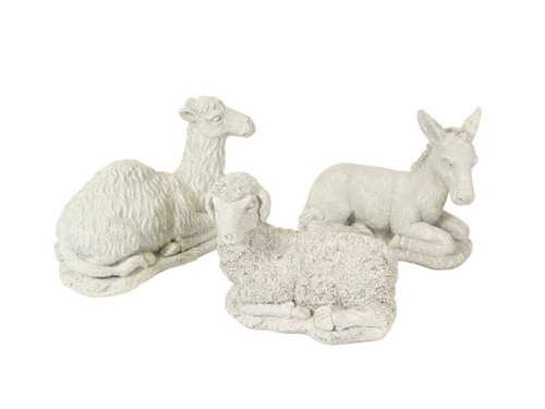 Set of 3 Winter Solace Donkey, Camel and Sheep Nativity Animals Statuary Christmas Figurines 17.5"