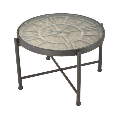 25.75" Brown Metal Clock Design Marylebone Cocktail Table
