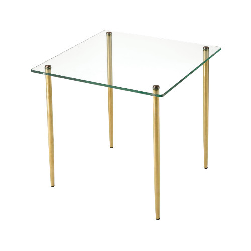17.50" Clear and Gold Elegant On Point Square Accent Table