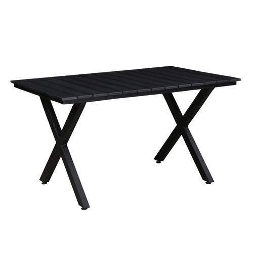 51" Charcoal Black Rectangular Slatted Faux Eco-Wood Outdoor Patio Table