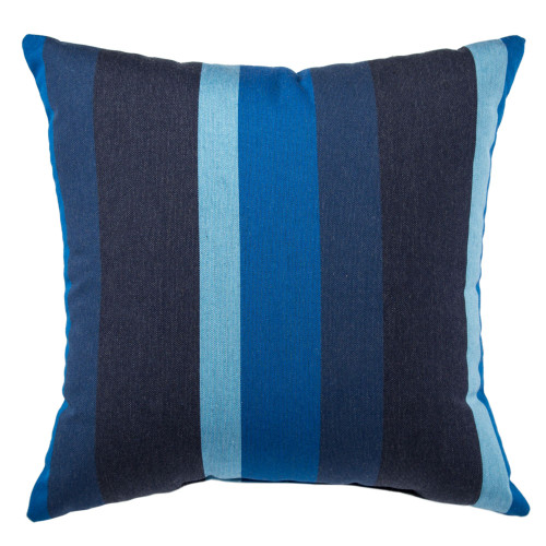 20" Navy Blue Striped Outdoor Patio Square Throw Pillow