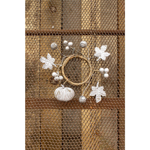 Set of 4 Snow White Small Galvanized Fall Candle Ring