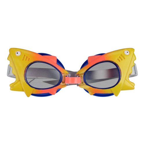 Orange and Yellow Shark Shaped Frame Swimming Pool Goggles for Children