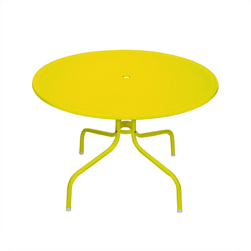 39.25" Yellow Retro Metal Tulip Outdoor Dining Table