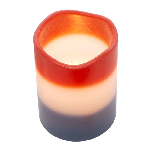4" Blue, White And Red Round Americana Small Pillar