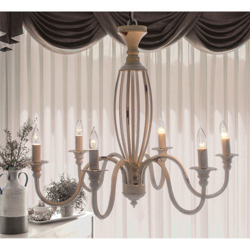 30" Beige And Gray Vintage Chandelier