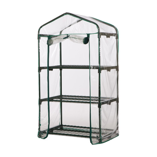 4.1' Clear and Green 3-Tiers Portable Outdoor Garden Greenhouse
