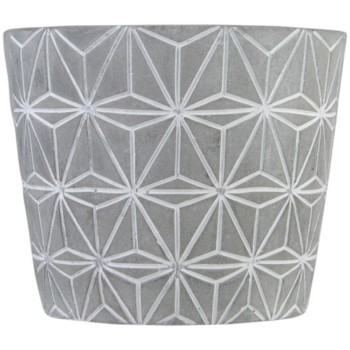 5.5" Small Matte Gray Ceramic Geometric Pattern Planter