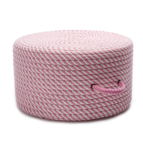 20" Pink Handmade Round Outdoor Pouf Ottoman
