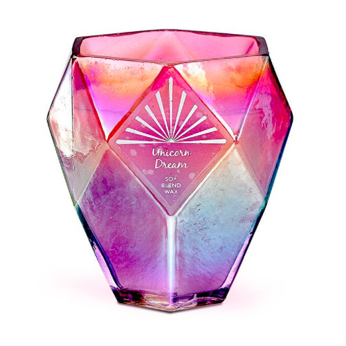 4" Pink Iridescent Ombre Crystal Magic Candle