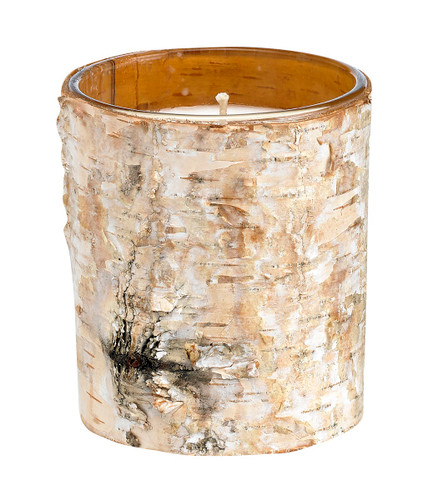 Set of 2 Brown and White Natural Birch Bark Candle 3.50"