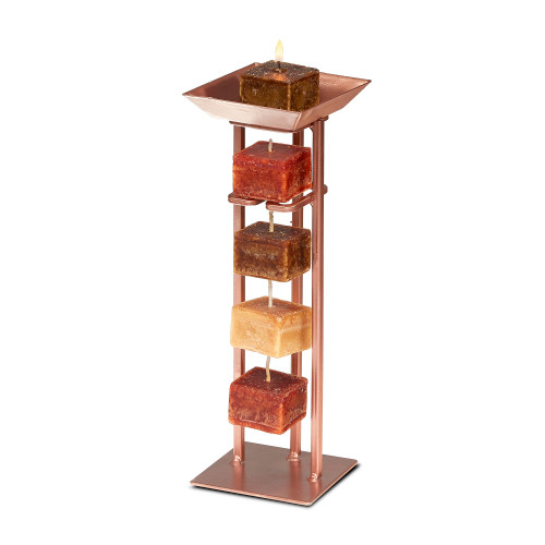 Pack of 4 Tower Copper Metal Decorative Rope Candle 10"