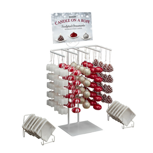 Pack of 1 White Candle on a Rope with 5 Rope In-Line Display Fixture Holiday