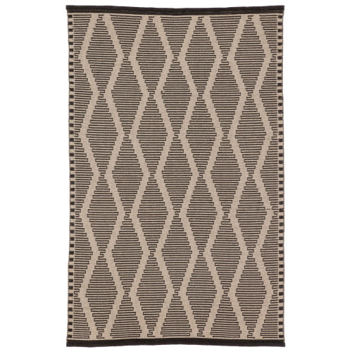 8.8' x 10' Beige and Black Trellis Outdoor Patio Rectangular Area Throw Rug