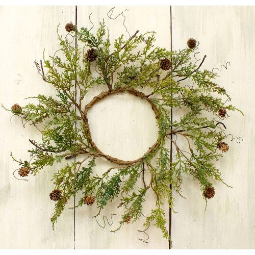 Set of 2 Olive Green Cypress Extra Large Candle Ring