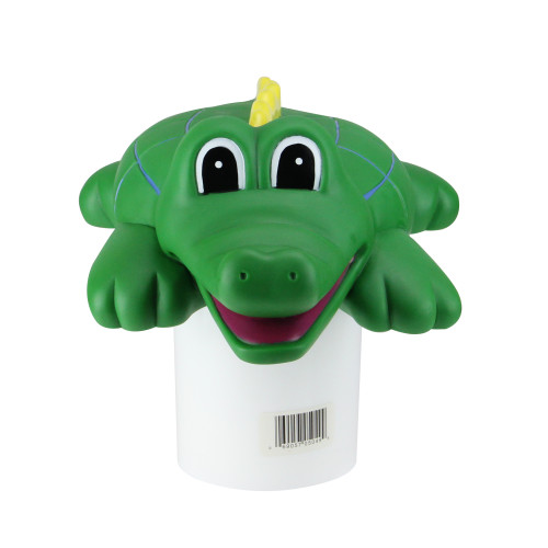 16" Green and White Crocodile Floating Swimming Pool Chlorine Dispenser