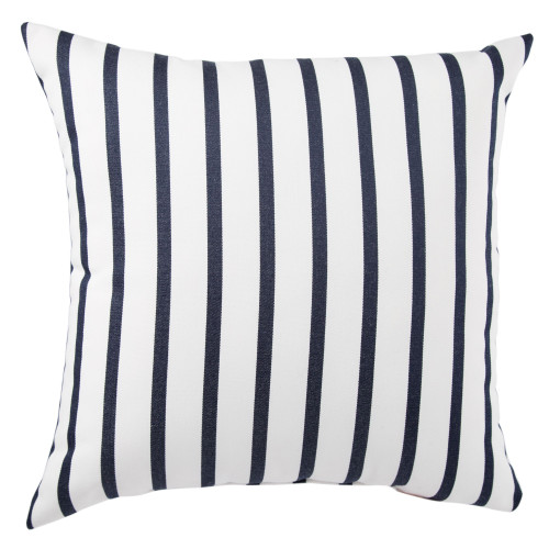 20" Navy Blue and White Striped Outdoor Patio Square Throw Pillow