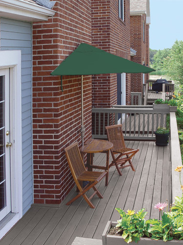 5 Piece Oval Deluxe Nyatoh Wood and Green Olefin Patio Furniture Set 7.5'