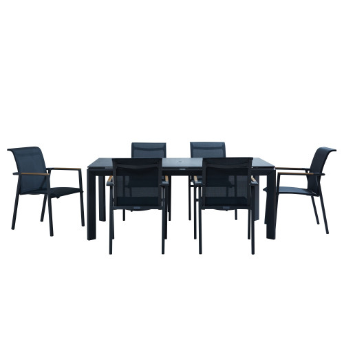 7 Piece Anew Outdoor Dining Set Aluminum Grey Finished 84"