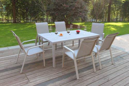 7 Piece Patio Hamptons Dining Set - Seagull