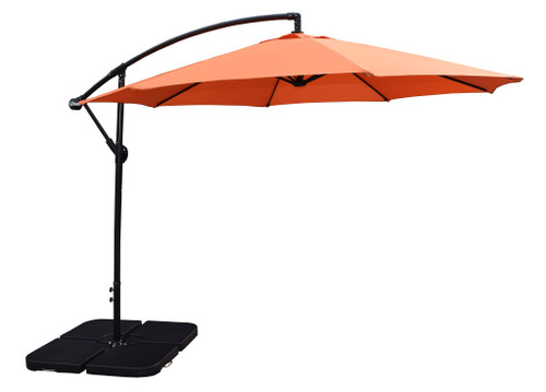 10' Burnt Orange and Black Aluminum Cantilever Patio Umbrella with Fillable Weights