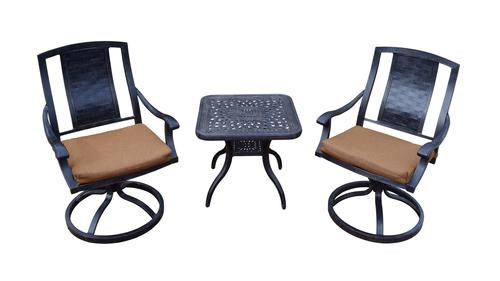 3 Piece Swivel Rockers and Side Table Outdoor Garden Patio Set 37.75"