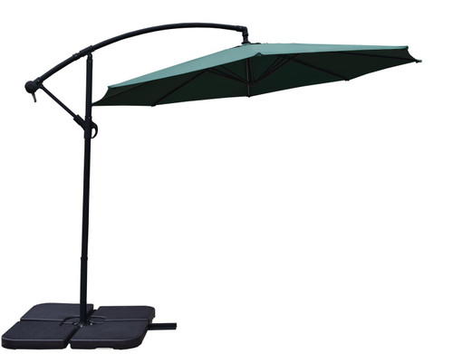 10' Green and Black Aluminum Cantilever Patio Umbrella with Fillable Weights