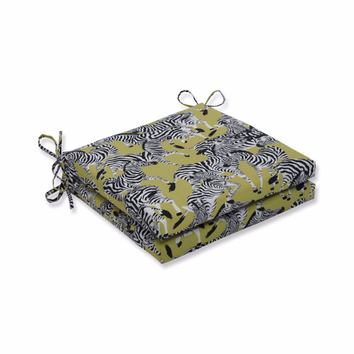 Set of 2 Animal Print UV Resistant Outdoor Patio Squared Corner Seat Cushion 20"