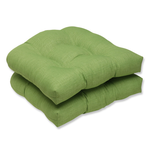 Set of 2 Solid Green UV-resistant Indoor/Outdoor Wicker Seat Cushion 19"