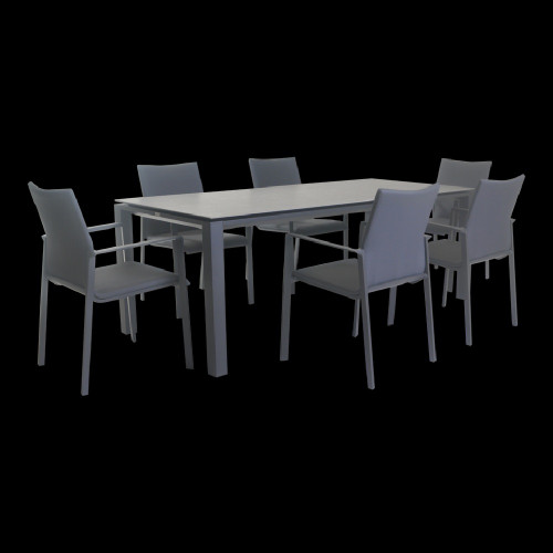 7 PIECE PATIO SENSE DINING SET - CARBON FABRIC 83"