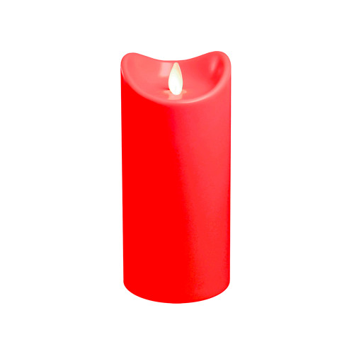 7" Battery Operated Red Pillar Candle with Moving Flame