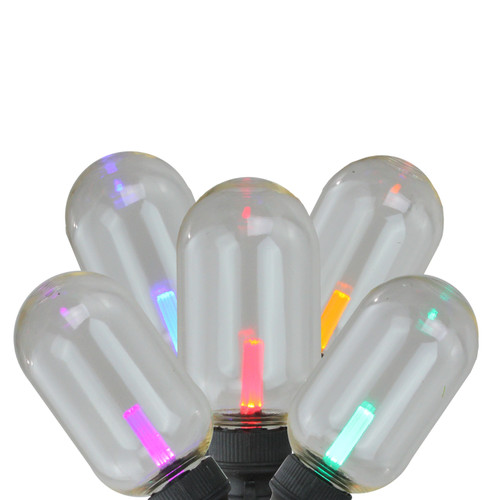 25-Count Multi-Color LED T11 Oblong Edison Style Christmas Lights - 16.7ft Black Wire