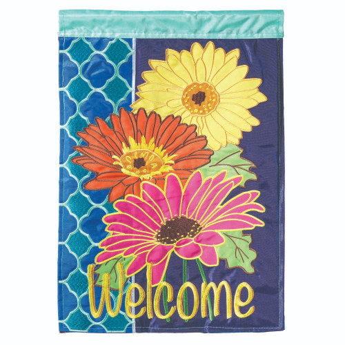 42" Multicolor Gerber Daisy "Welcome" Large Flag