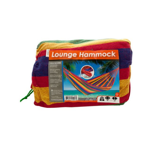 78" Red and Yellow Striped Canvas Lounge Hammock