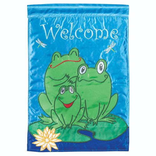 Blue and Green Frogs Printed Large Garden Flag 42" x 29"