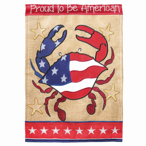 42" x 29"  American Flag Crab "Proud To Be American" Garden Flag