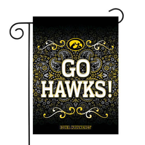 18" x 13" Black and White College Iowa Hawkeyes Outdoor Garden Flag