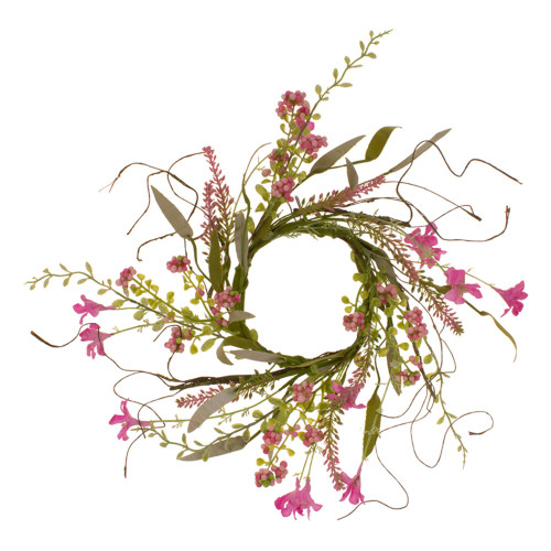 Set of 4 Green and Pink Toadflax Candle Ring