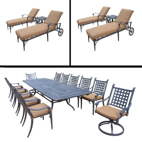 19pc Black Dining and Chaise Lounge Patio Furniture Sets