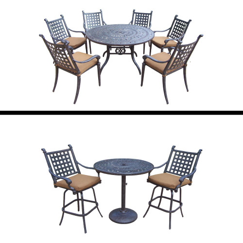 10pc Brown and Black Dining and Bar Patio Furniture Sets