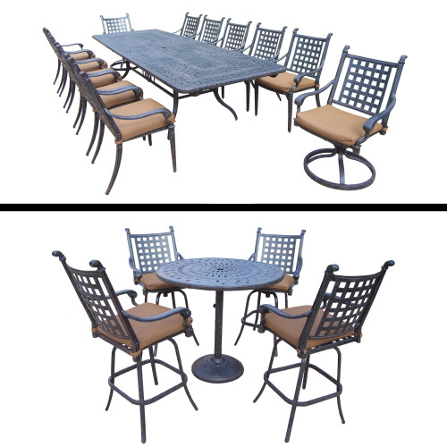 18pc Black Dining and Swivel Rockers Patio Furniture Sets