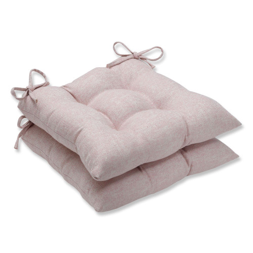 Set of 2 Pink Textured Solid Outdoor Patio Tufted Iron Seat Cushion 19"