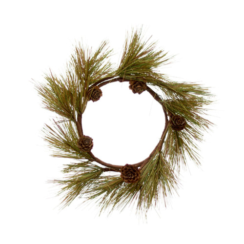 Set of 4 Green Two-Tone Pine Candle Ring