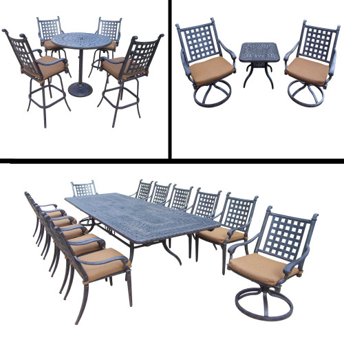 21pc Black Bar Set, Swivel Bar Stool Set and Dining Set with Extension