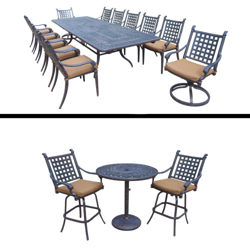 16pc Black Bar Stool Set and Dining Set with Extendable Table