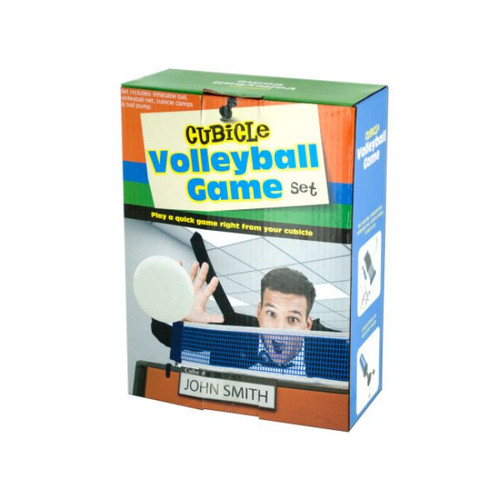 Blue and White 4-Piece Cubicle Volleyball Game Set
