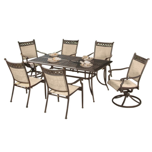 72” 7 Pc. Beautiful Bronze Colored Aluminum Outdoor Patio Dining Set