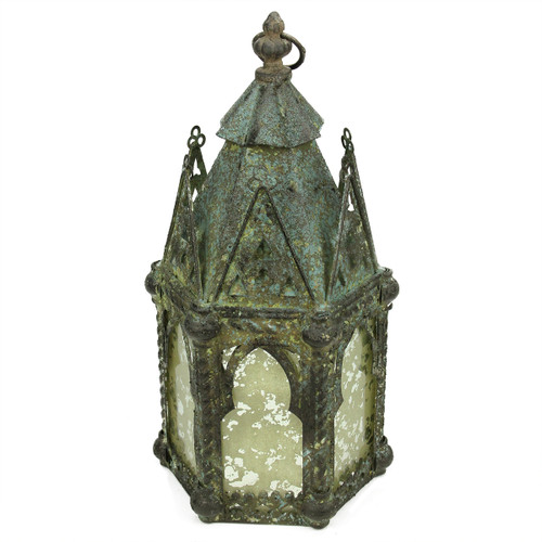 17.25" Antique Weathered Verdigris Style Church Hanging Taper Candle